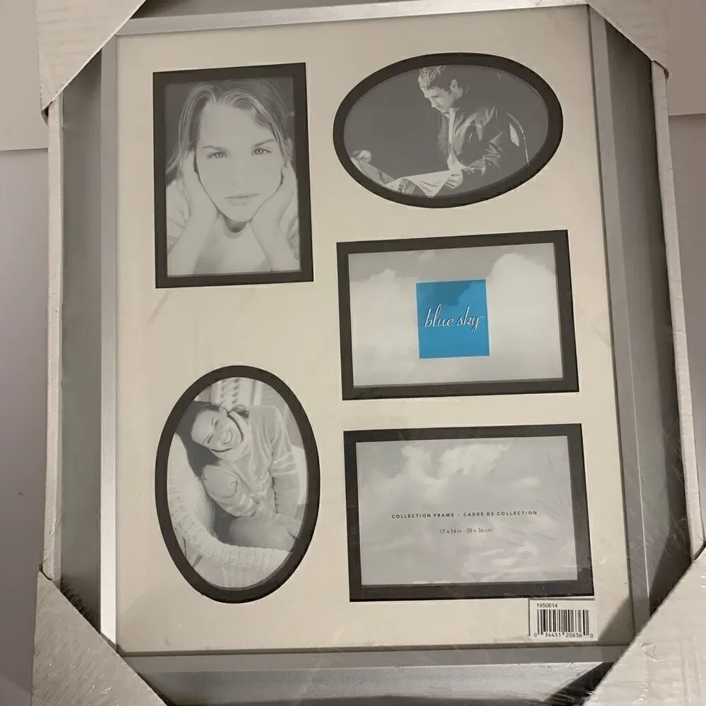 Blue Sky Collection Silver Frame Matted Photo 5 Separate 3x5 Inch Photo Opening